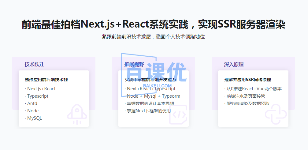 Next.js+React+Node系统实战，搞定SSR服务器渲染|高清完结