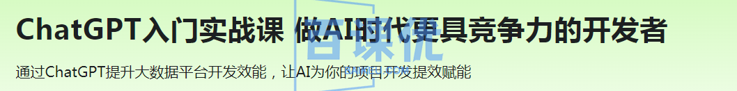 ChatGPT入门实战课 成为AI时代更有竞争力的开发者