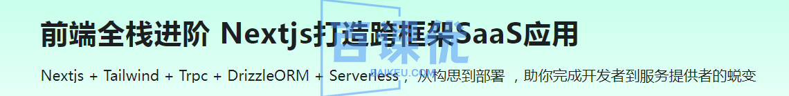 前端全栈进阶 Nextjs打造跨框架SaaS应用