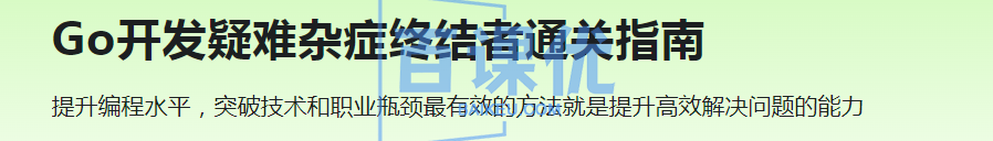 Go开发疑难杂症终结者通关指南