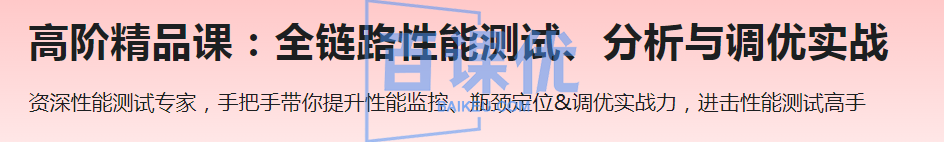 高阶精品课：全链路性能测试、分析与调优实战