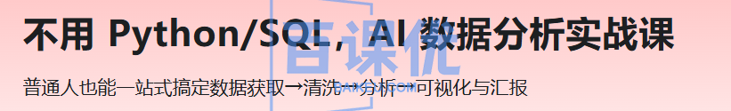 不用 Python/SQL，AI 数据分析实战课